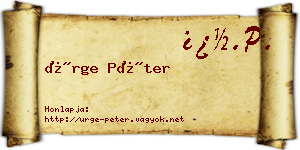 Ürge Péter névjegykártya