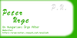 peter urge business card